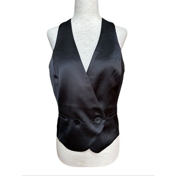 Jason Wu Black Satin Vest and Wide Leg Pants Set, NWT, Size 6 - Picture 5 of 16